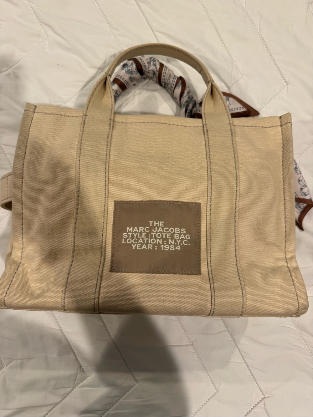 Marc Jacobs Beige Canvas 'The Tote Bag' with Scarf-Wrapped Handle - Picture 3 of 8